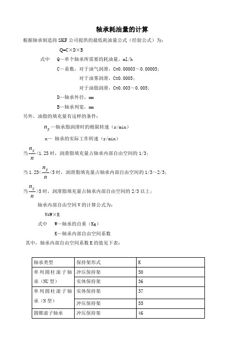 轴承干油润滑时耗油量的计算