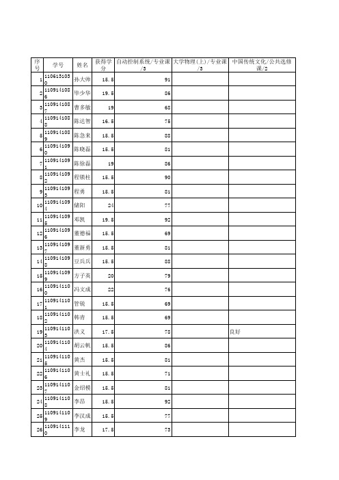 11电气2班成绩汇总