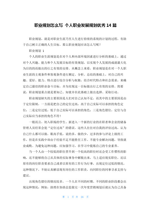 职业规划怎么写 个人职业发展规划优秀14篇