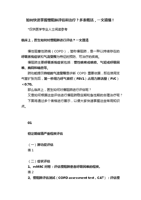 如何快速掌握慢阻肺评估和治疗？多表概括，一文搞懂！