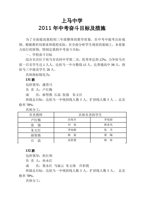 中考奋斗目标及具体措施