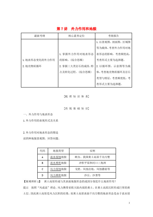 高考地理总复习第二章第7讲外力作用和地貌教案含解析中图版