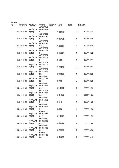 余庆县龙溪小学体测模版  五(1)