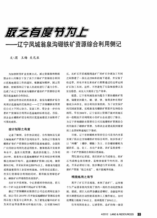 取之有度节为上——辽宁凤城翁泉沟硼铁矿资源综合利用侧记