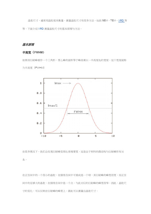 XRD测量晶粒尺寸的原理与方法