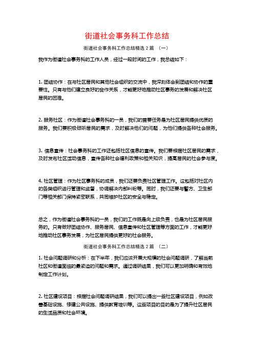 街道社会事务科工作总结2篇