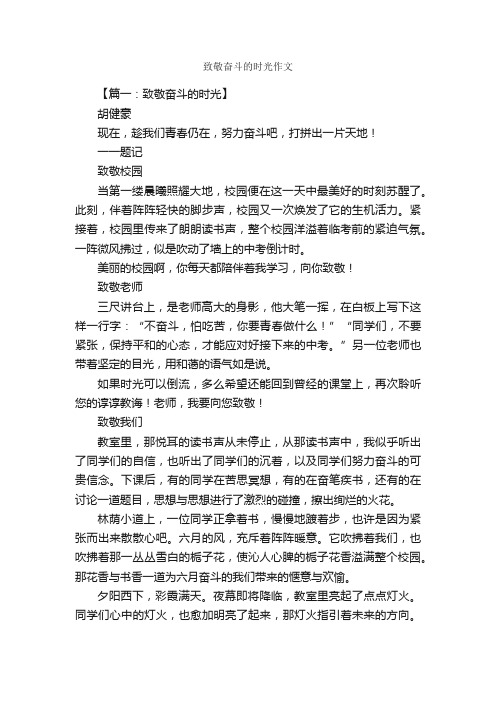 致敬奋斗的时光作文_作文2700字_中考作文_