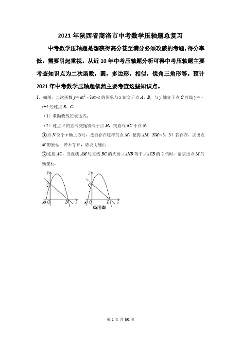 陕西省商洛市中考数学压轴题总复习(附答案解析)