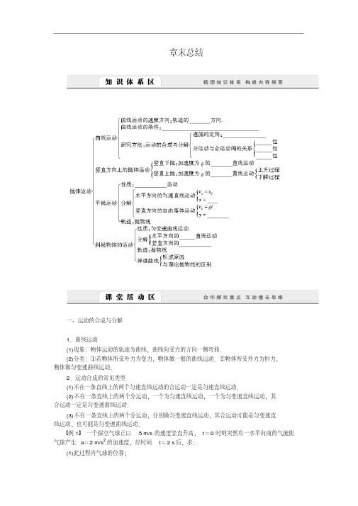 (教科版必修2)第一章《抛体运动》章末总结学案(含答案解析)