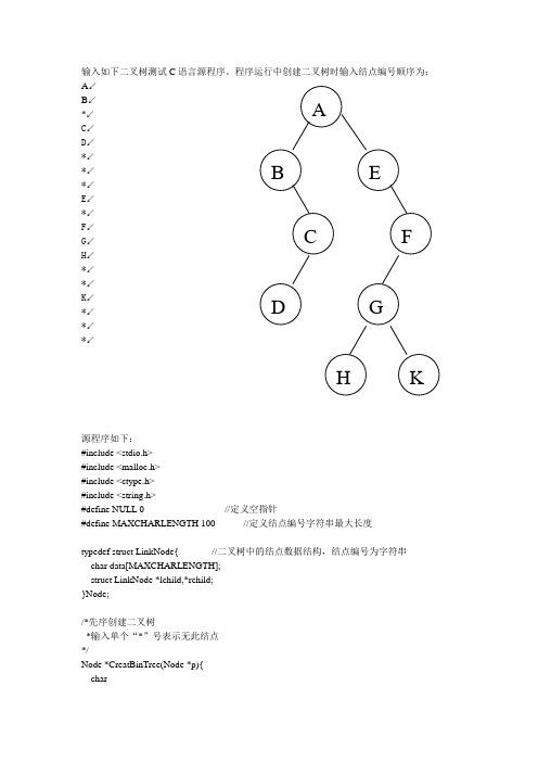 二叉树基本操作C程序