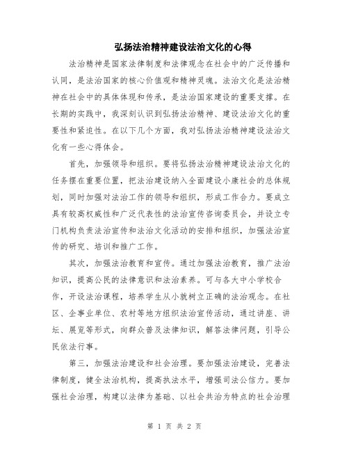 弘扬法治精神建设法治文化的心得