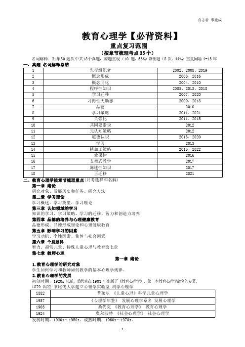 同等学力硕士研究生国考 心理学综合-教育心理学-考前必背资料