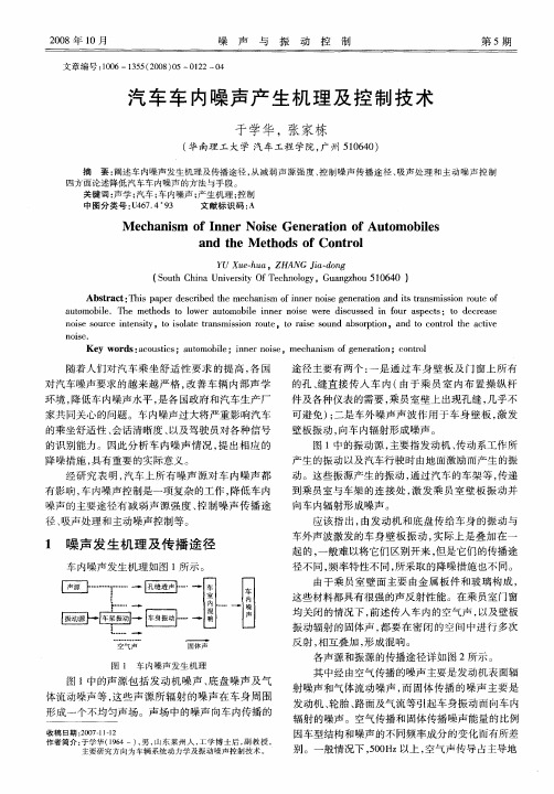 汽车车内噪声产生机理及控制技术