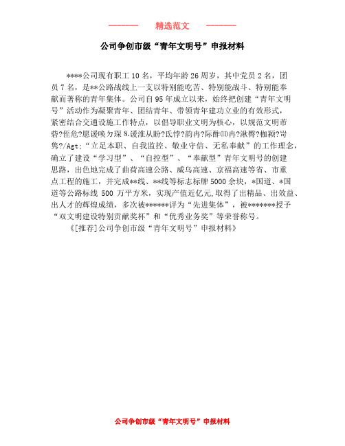 公司争创市级“青年文明号”申报材料 (2)
