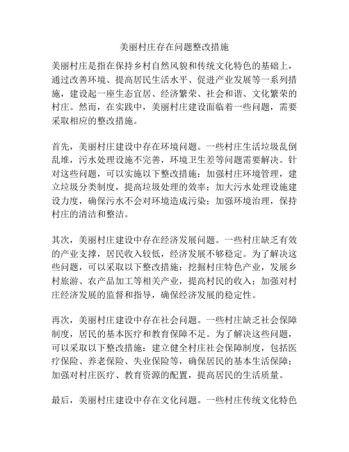 美丽村庄存在问题整改措施