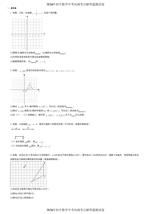 2024年初中数学中考高频考点解答题测试卷 (238) 