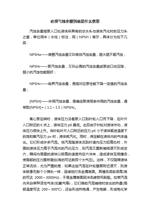 必须气蚀余量到底是什么意思