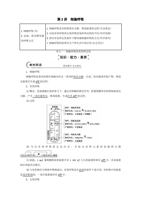 2022届高考生物一轮复习第3单元细胞的能量供应和利用第2讲细胞呼吸教案新人教版必修1.doc