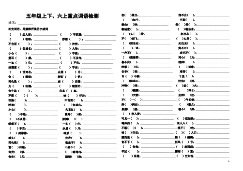 重点词语测试(五上下、六 上)