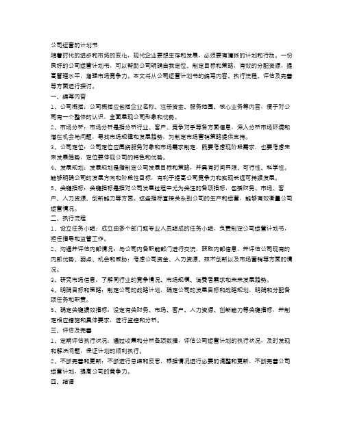 公司运营的计划书