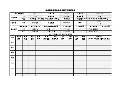 光伏并网电站发电设备运行数据记录表