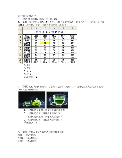 高中信息技术 算法与程序设计题库9