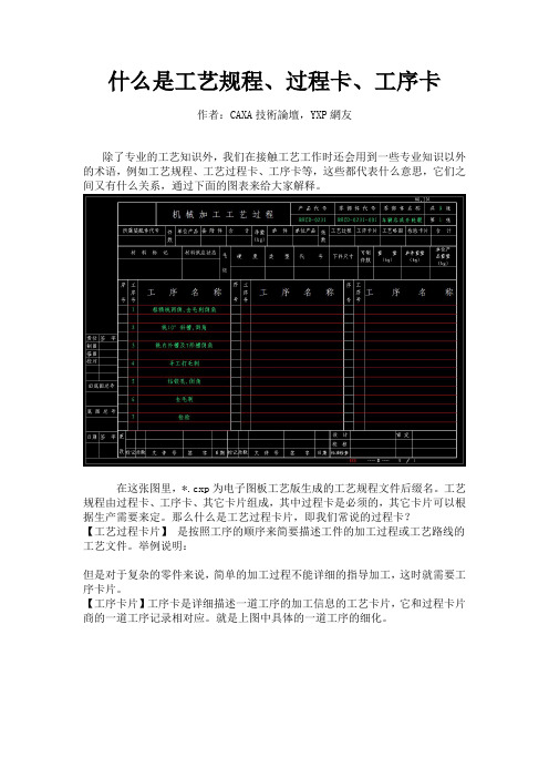 什么是工艺规程、过程卡、工序卡