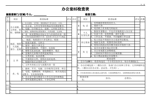 办公室卫生检查表