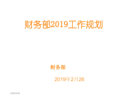 财务部2019年规划