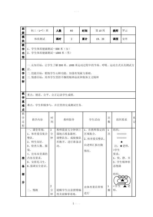 体质健康测试教案合集