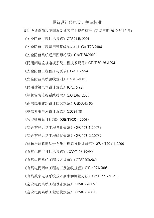 2016最新弱电设计规范标准-上海河姆渡设计