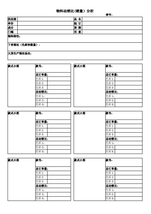 物料动销比(销量)分析