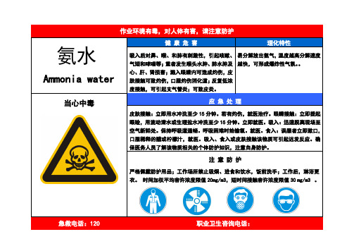 氨水-职业病危害告知卡