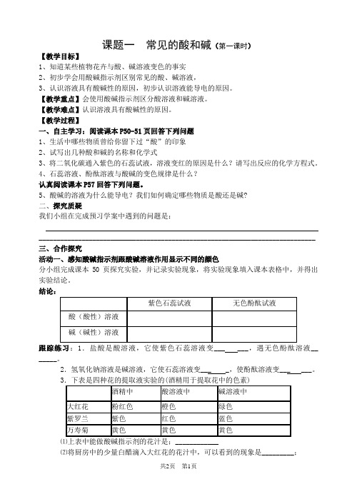 课题1 常见的酸和碱(第1课时)