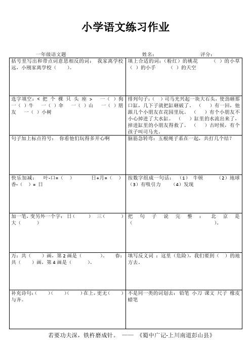 一年级语文自我提高训练II (80)