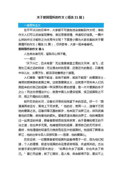 关于爱国情怀的作文（精选21篇）