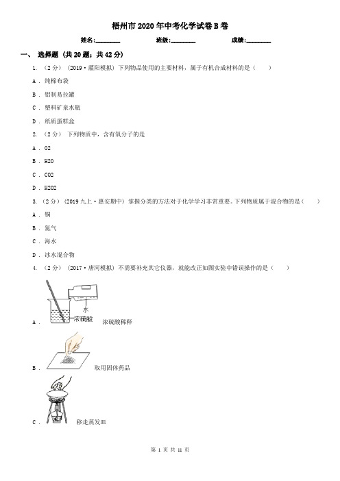 梧州市2020年中考化学试卷B卷