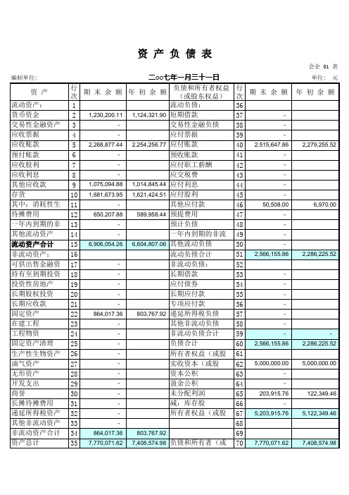 新会计准则财务报表模板(带公式)