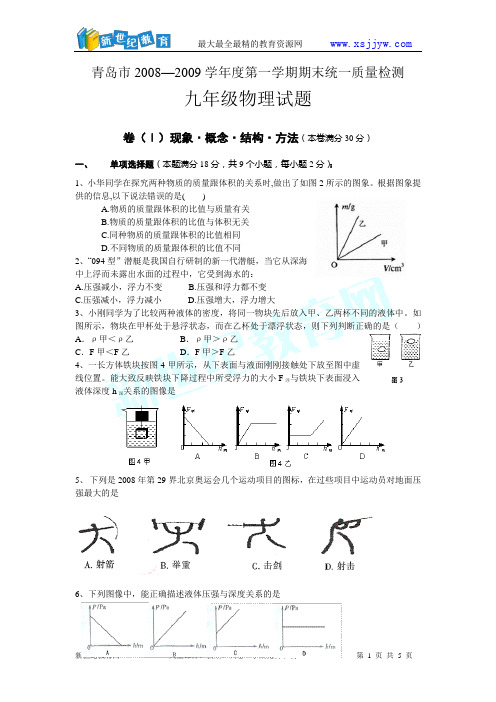 青岛市2008—2009学年度第一学期期末统一质量检测