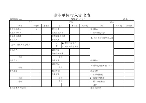 事业单位收入支出表