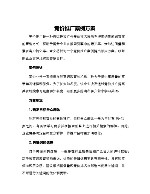 竞价推广案例方案