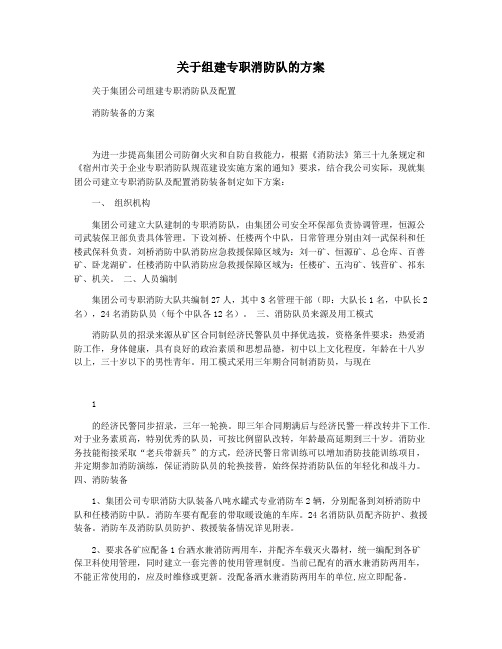 关于组建专职消防队的方案