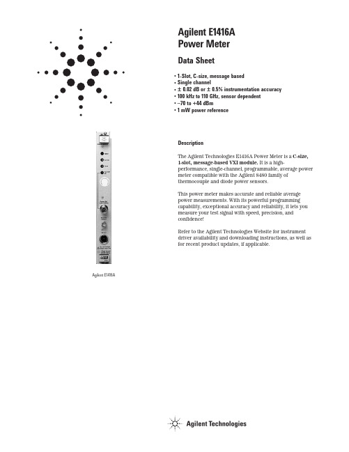 Agilent E1416A Power Meter Data Sheet说明书