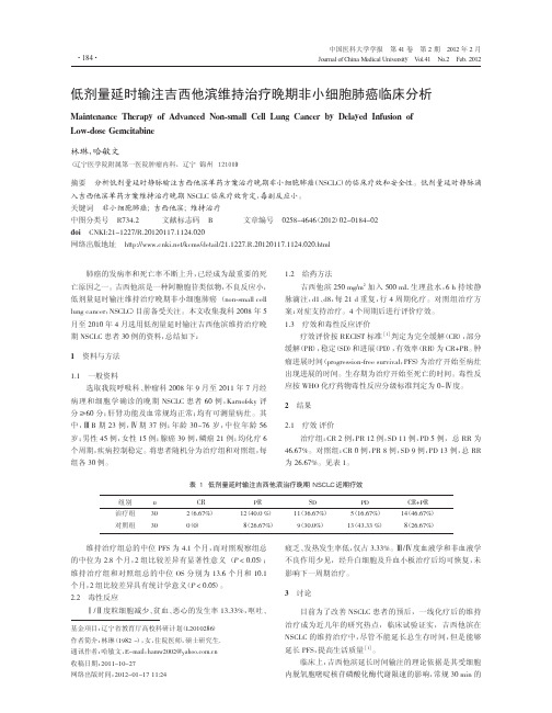 低剂量延时输注吉西他滨维持治疗晚期非小细胞肺癌临床分析
