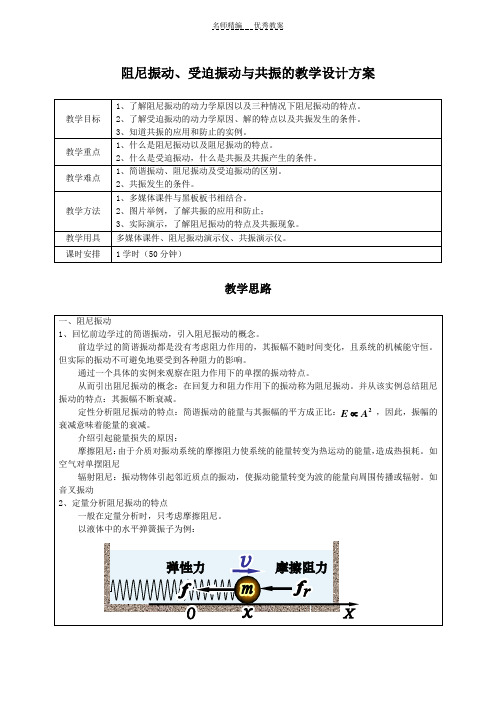 阻尼振动与受迫振动教案