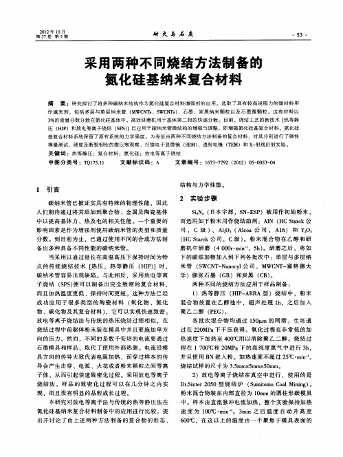 采用两种不同烧结方法制备的氮化硅基纳米复合材料