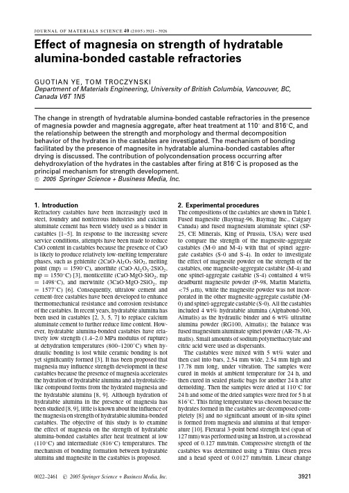 Effect of magnesia on strength of hydratable alumina-bonded castable refractories