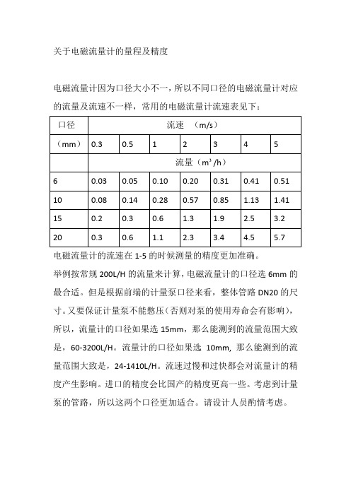 关于电磁流量计的量程及精度