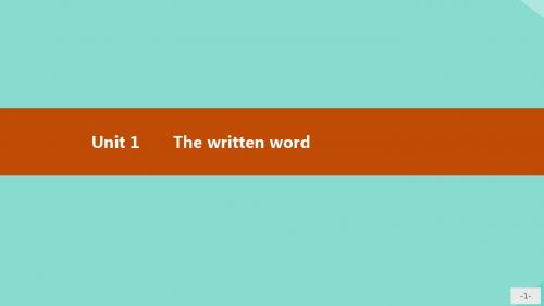 2019_2020学年高中英语Unit1Thewrittenword1.1课件牛津译林版选修8