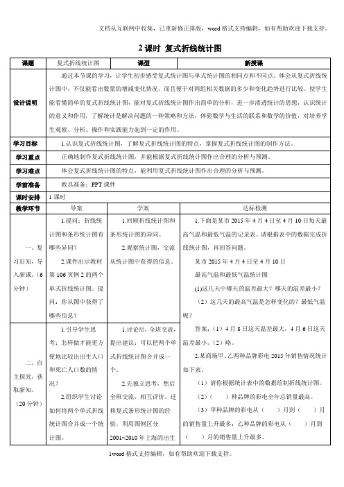 人教版5年级数学下册第2课时复式折线统计图导学案